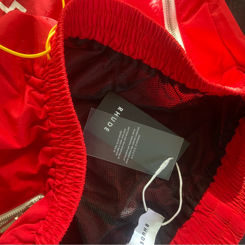 Rhude Red and White Athletic Shorts